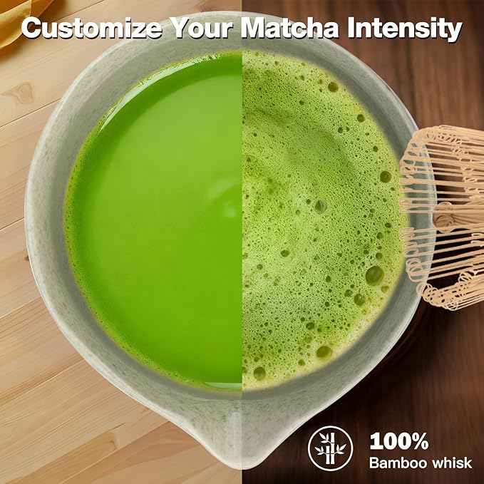 VENSEEN Matcha Whisk Set with Japanese Ceramic Bowl & Whisk, 8-Piece