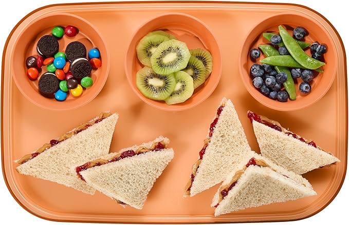 madesmart dipware 3 Bowl Serving Tray, Stackable & Removable Dip Bowls for Charcuterie, Guacomole, Snacks, Veggies, Premium Dishwasher & Microwave Safe, Multipurpose Plate & Bowl, Terracotta