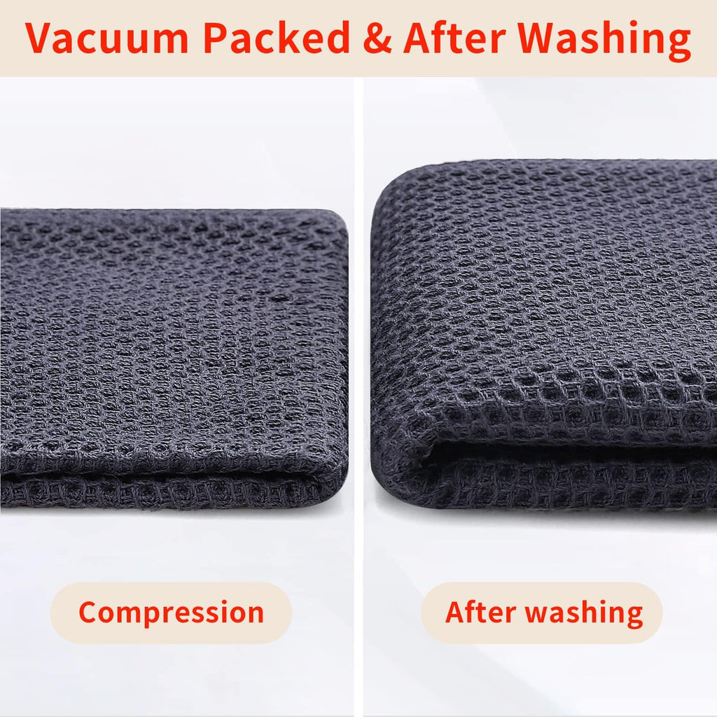 Homaxy 100% Cotton Oversized Waffle Weave Kitchen Dish Towels, Ultra Soft Absorbent Quick Drying Cleaning Towel, 20 x 28 Inches, 8-Pack, Dark Grey