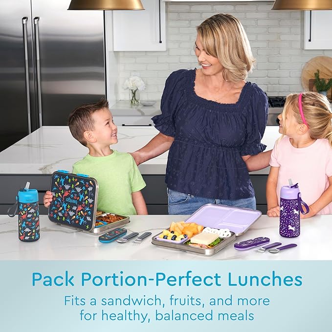 Bentgo Kids Prints Stainless Steel Leak-Resistant 3-Compartment Lunch Box