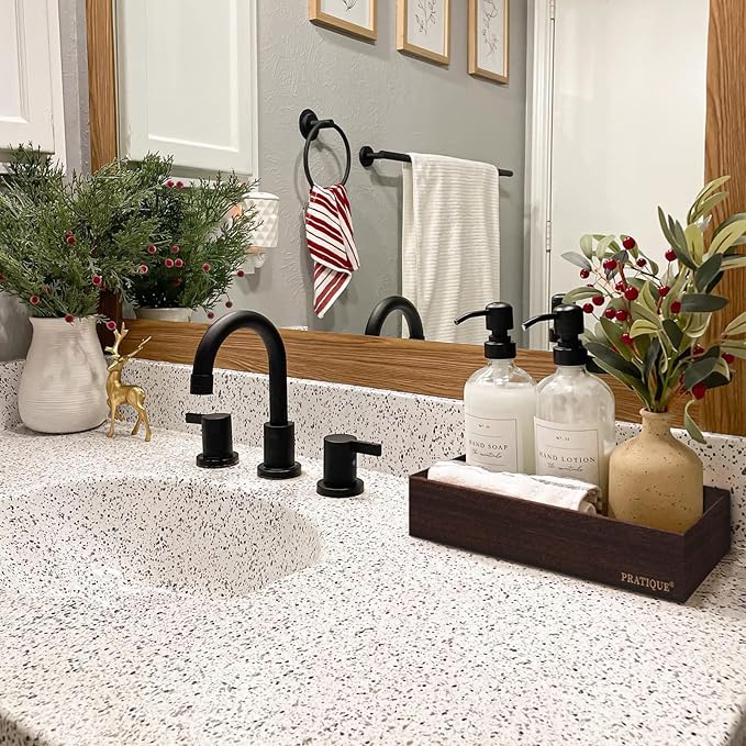PRATIQUE Bamboo Drawer Organizer - Kitchen Utensil Organizer Silverware Tray Cutlery Holder，Office Desk Supplies and Accessories,8.9 * 3 * 2.6,Nut-brown