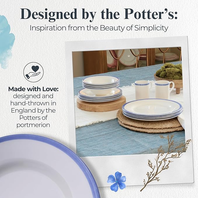 Portmeirion Potter's Brushstroke Salad Plate - Blue, Set of 4