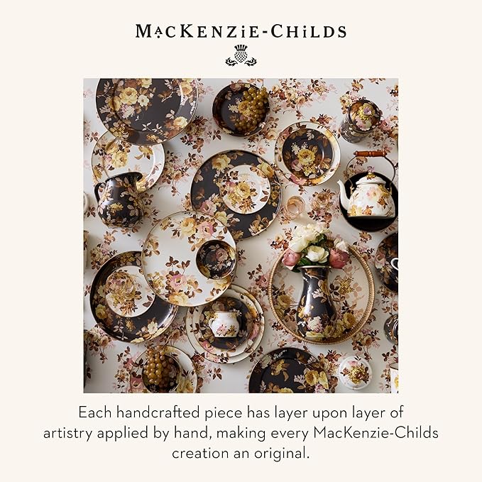 MACKENZIE-CHILDS Enamel Serving Platter, Wild Rose Brown