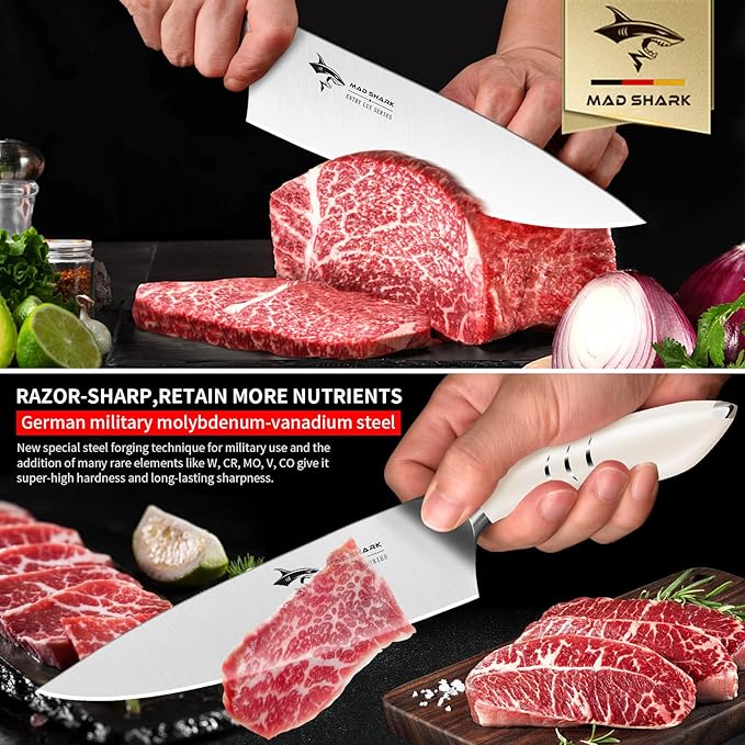 MAD SHARK Chef Knife 8 inch Sharp Kitchen Knife White