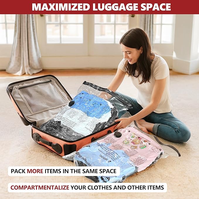 Vacuum Seal Bags for Clothing Travel and Home Storage, Travel Vacuum Bags with Electric Pump, Space Saver Compression Packing Cubes for Luggage Suitcase Bedding Blankets Clothes, 18 Combo