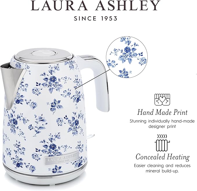 Laura Ashley Electric Kettles for Boiling Water, 1.7L Electric Tea Kettle