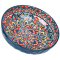 Ronanemon 75 Oz Serving Bowls,Bohemian Style Large Porcelain Dishes for Entertaining Parties,Big Bowls for Eating Soup, Salad, Pasta, Fruit, Chips, 10.3 Inch Diameter (blue)