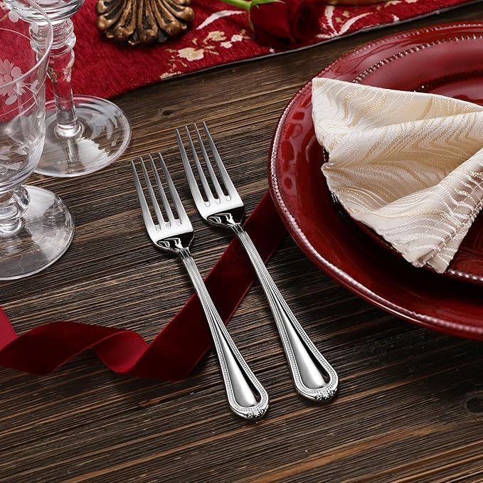 KEAWELL Premium Pearl Edge 20/45/65-Piece Silverware Set (45, Silver)