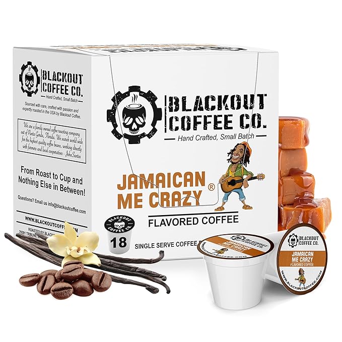 Blackout Coffee Jamaican Me Crazy Flavored Coffee Pods, 18 Count