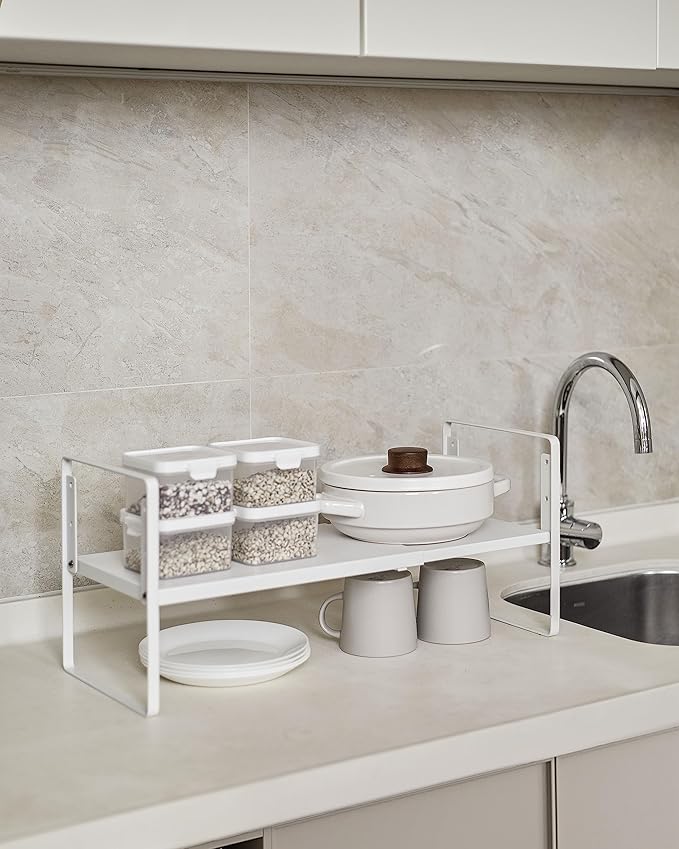 Nxconsu Cabinet Shelf Riser, Adjustable Cabinet Organizer, 8.6" Deep White