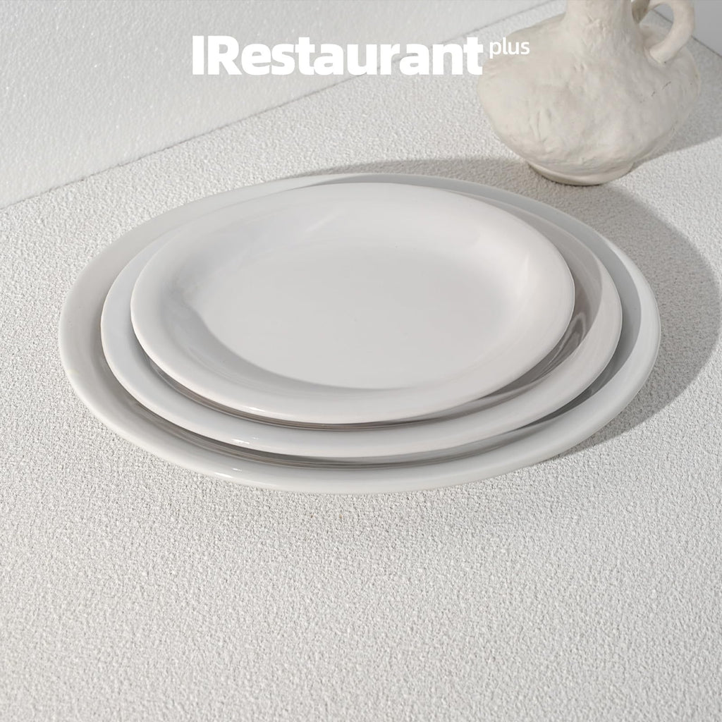 IRESTAURANT PLUS Stoneware Narrow Rim Commercial Grade Dinnerware,Bright White Oval Platter 11.5" x 8.5", Case of 12