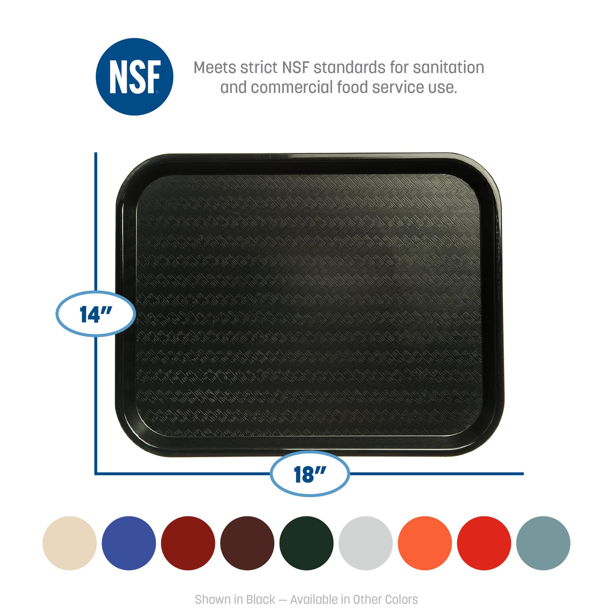 Carlisle FoodService Products Café Cafeteria Tray, Fast Food Tray for Restaurant or Commercial Use, 14" x 18", 12 Count, Gray