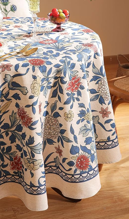 patdrea Vintage French Linen Tablecloth,Round,Diameter 67"-Ivar A
