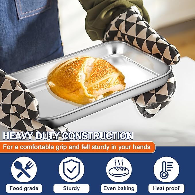 P&P CHEF Baking Sheet Pan, Stainless Steel Cookie Sheet, 9 Inch & 2 Pcs