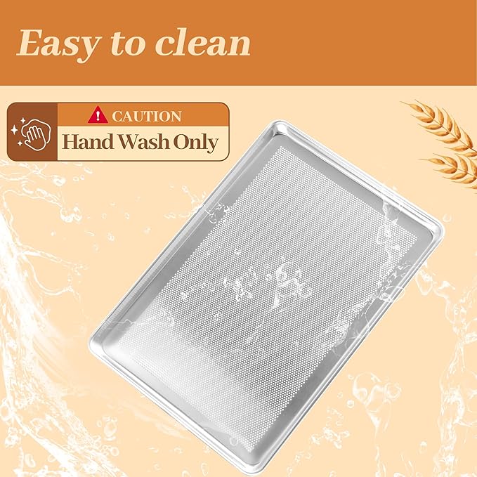 STEELUS 6 Pack Perforated Half Size Aluminum Baking Sheet Pans, 18"x13"