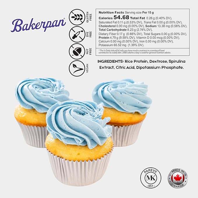 Bakerpan Blue Food Coloring Powder for Baking - 30g Oil Based, Artificial Dye-Free, Plant-Based, Kosher, Gluten-Free - For Buttercream, Chocolate, Candy & Cakes