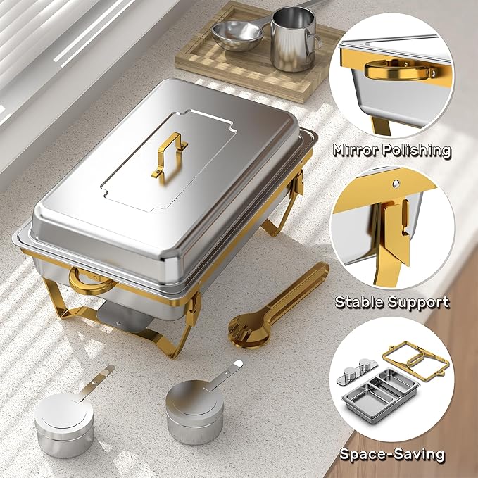 4Pack Rectangular Chafing Dishes for Buffet,Total 36QT Set with 7 Food Pans