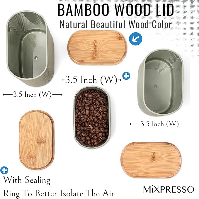 Mixpresso 3 Pcs Green Canisters Sets for the Kitchen, Coffee Containers