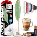 Zulay Kitchen Powerful Milk Frother Wand With Duracell Batteries - Ultra Fast Handheld Drink Mixer - Electric Whisk Foam Maker for Coffee, Lattes, Cappuccino & Matcha - Triple Whisk - Olive Gold