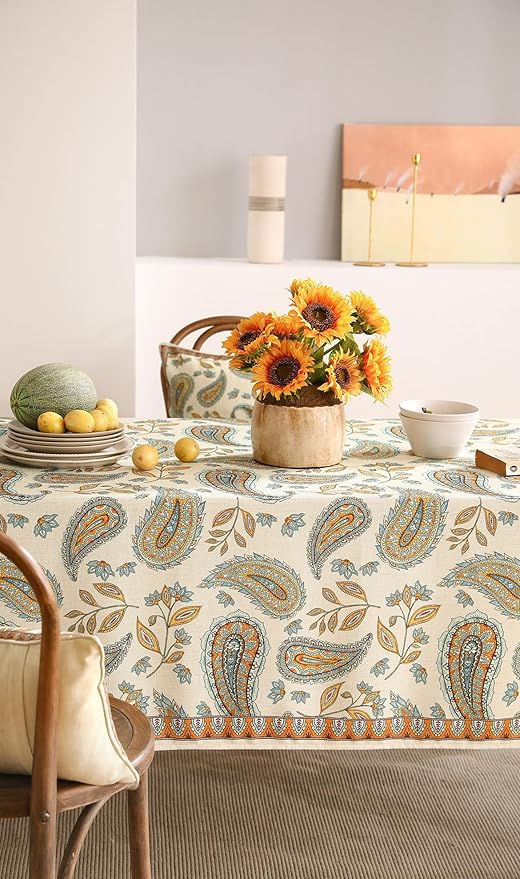 patdrea Vintage French Linen Tablecloth,Rectangular,94"x63"-Lysaniya
