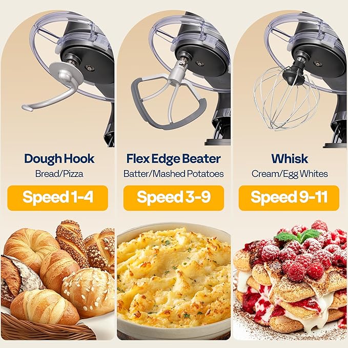 VIVOHOME Stand Mixer with Dough Proofing, 6-Quart Tilt-Head Mixer, Gray