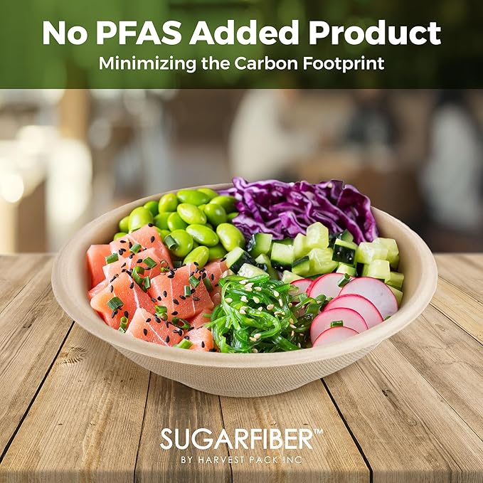 22oz Compostable Paper Bowls Disposable Round Natural Bowl with PLA coating