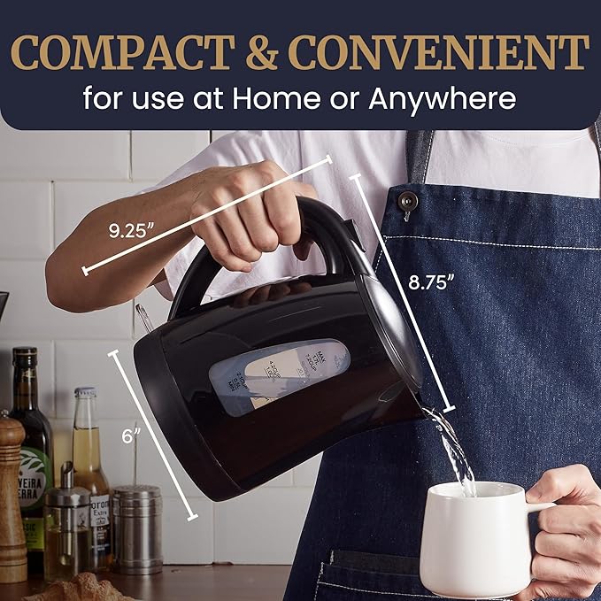 Elite Gourmet EKT8690X 1.7L Tea Kettle, 1500W BPA-Free Fast Boil, Black