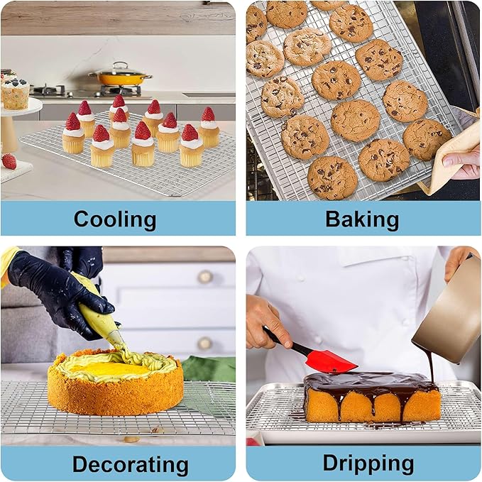 TeamFar Stainless Steel Baking Sheet with Wire Rack Set, 17.6"x13"x1"