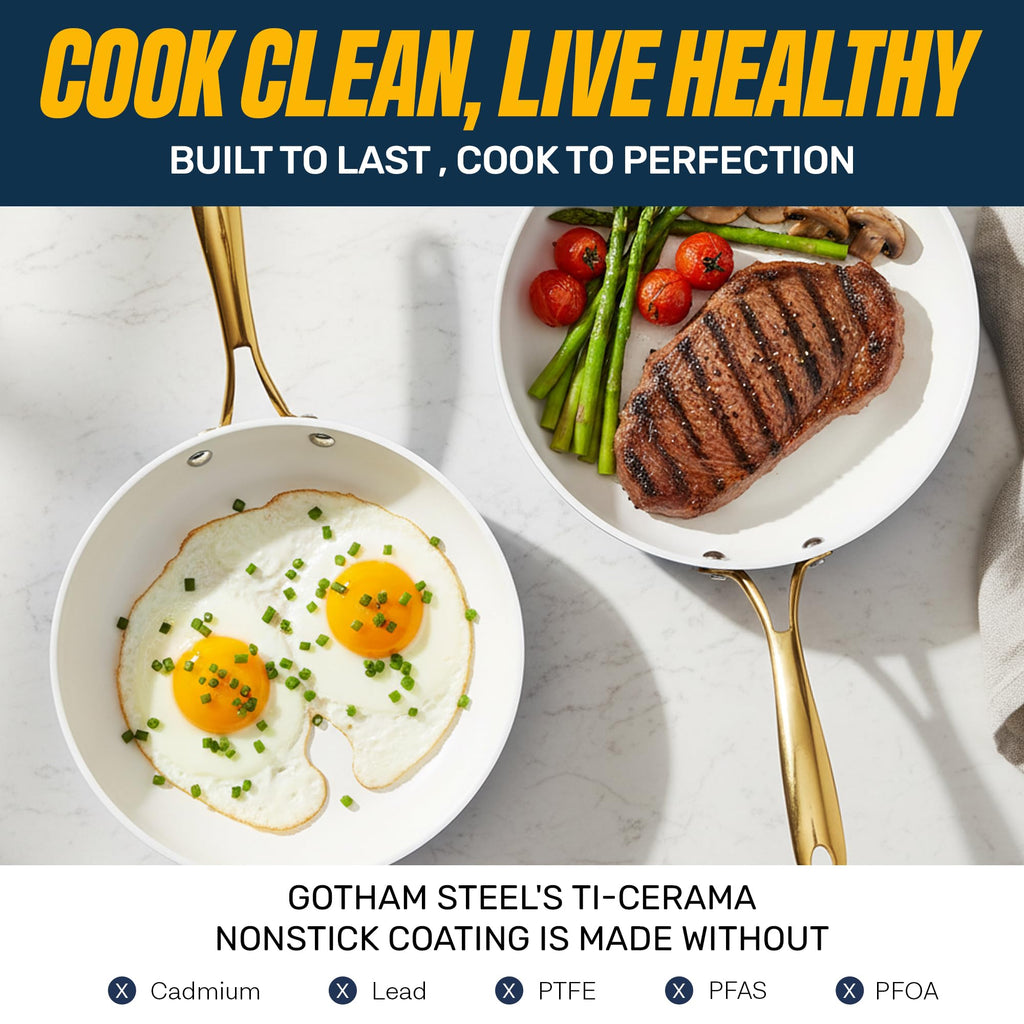 Gotham Steel 12 Pc Pots and Pans Set Non Stick Ceramic Cookware Set