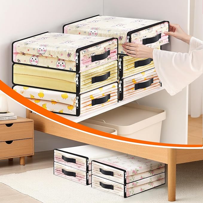 SpaceWhisper Clear Sheet Storage Bags, 4 Pack, 15.7 x 13.8 x 3.9 in