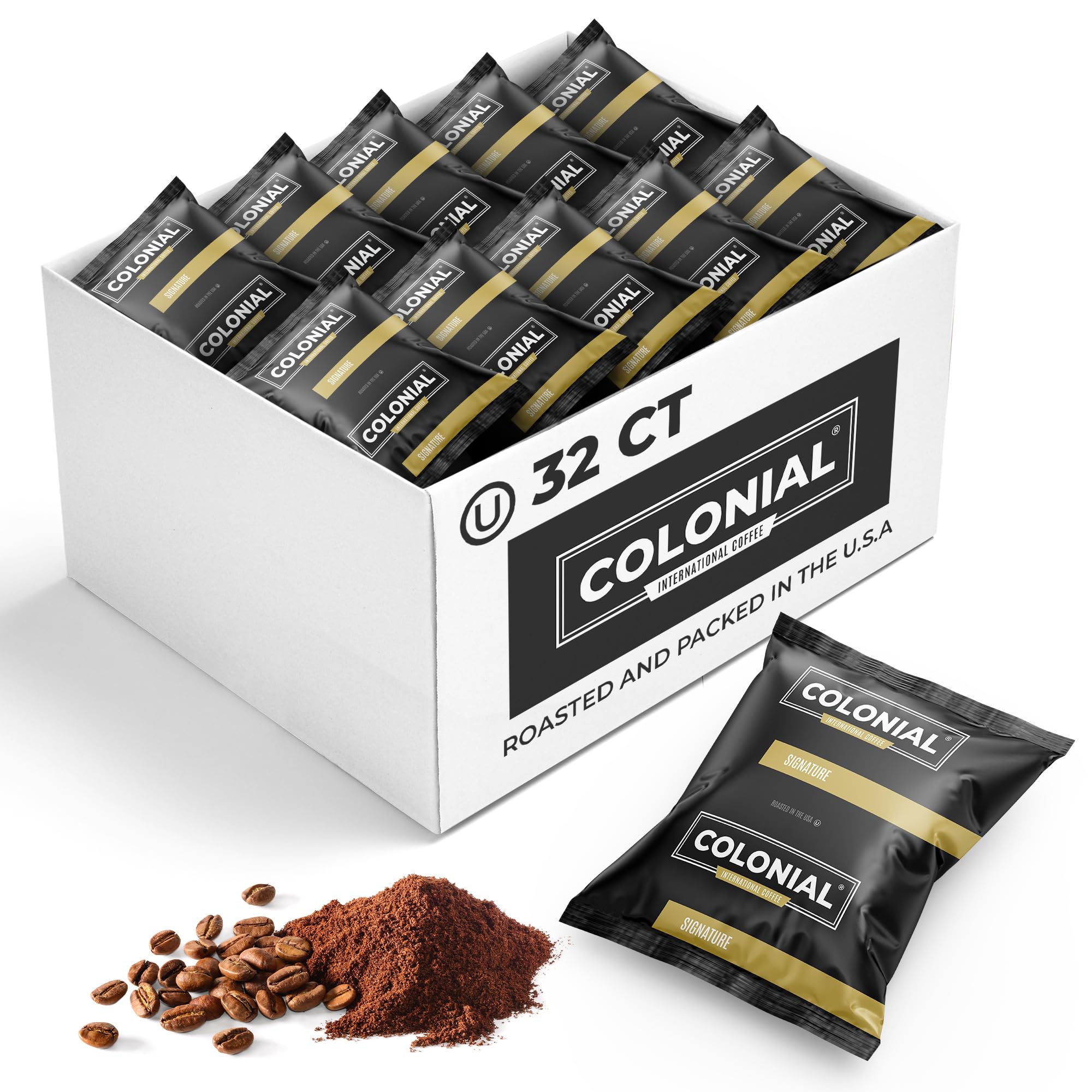 Colonial Coffee Ground Frac Packs, Breakfast Blend, Medium Roast, 32-Count