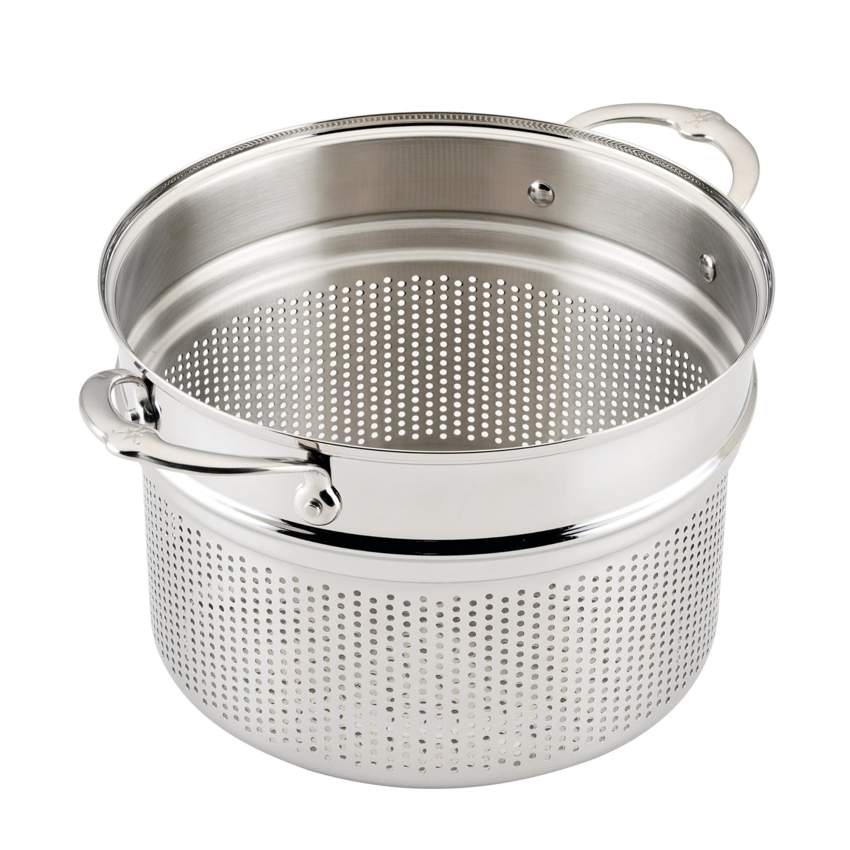 Hestan Provisions 8-Quart Stainless Steel Pasta Insert and Steamer Basket - Fits 8 Qt Stock Pots, 18/10 Stainless Steel, Dishwasher Safe