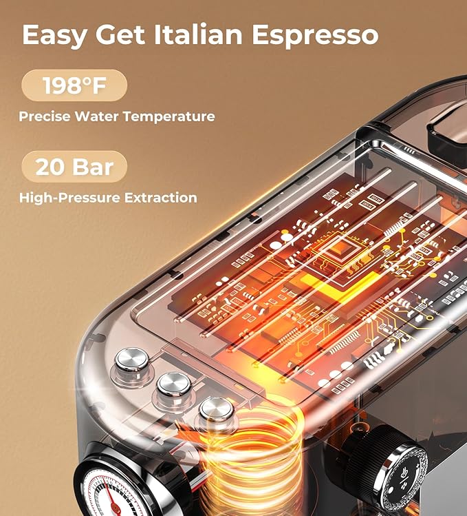 atatix Espresso Machine with Milk Frother, 20 Bar Pressure Espresso Maker