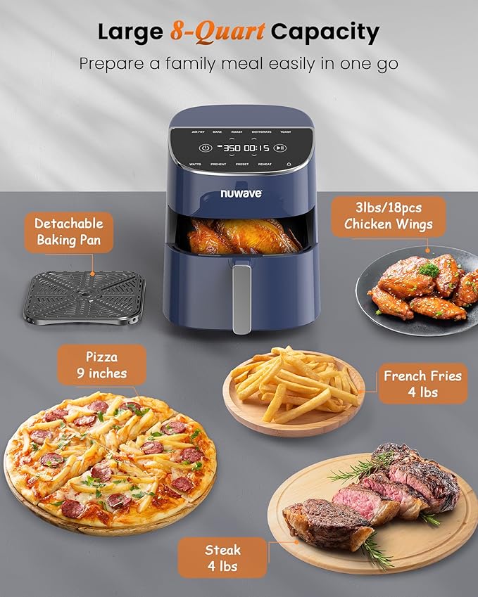 Nuwave Brio Plus Air Fryer 8 Qt, New & Improved, PFAS-Free Ceramic Coating