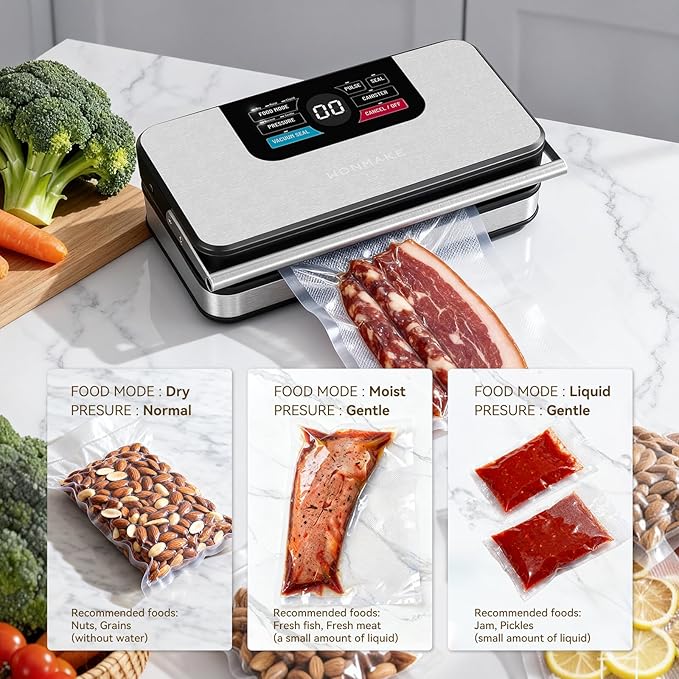 95kPa Vacuum Sealer for Food, 10-in-1 Vacuum Sealer Machine