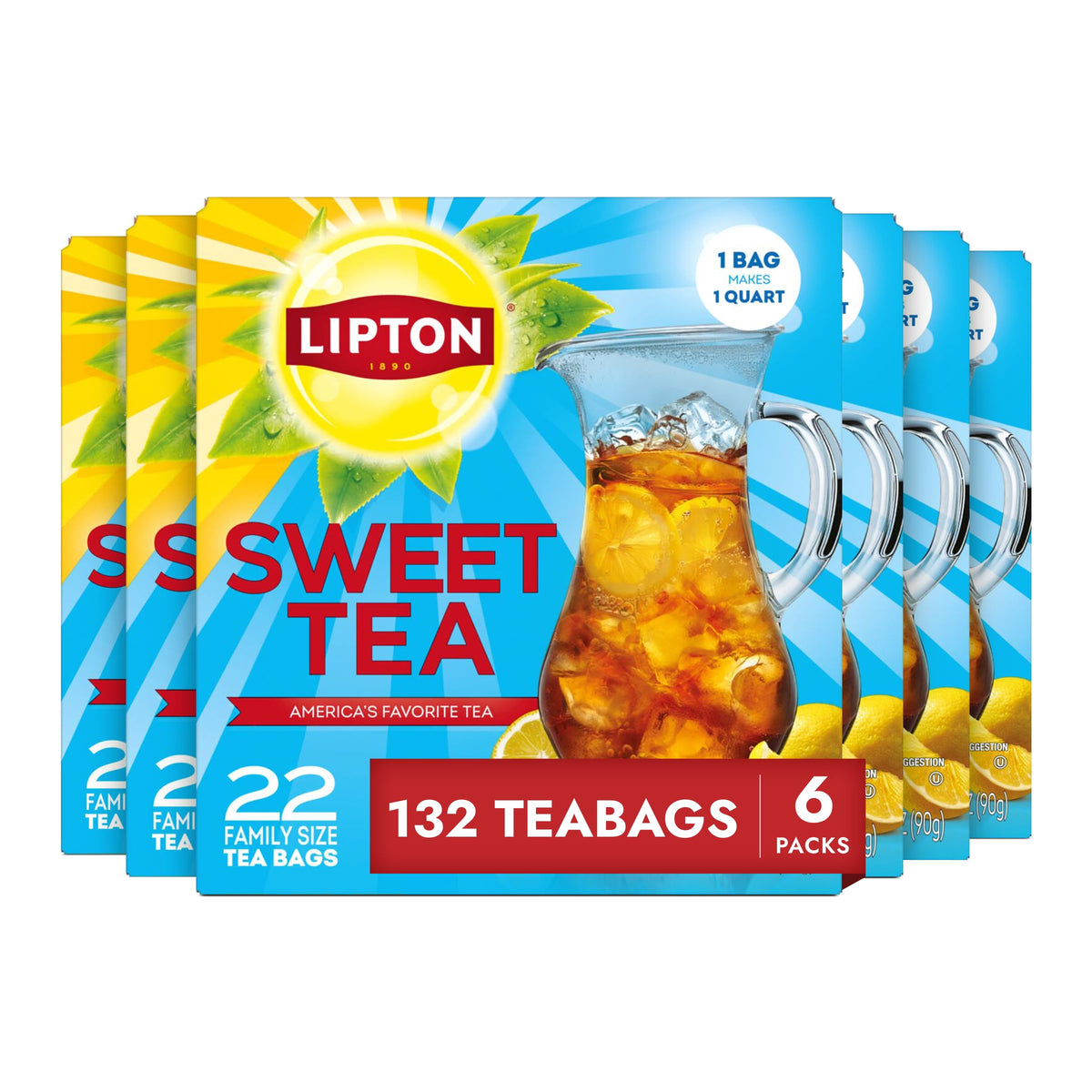Lipton Southern Sweet Iced Tea Bags, Family Size, 132 Total Bags