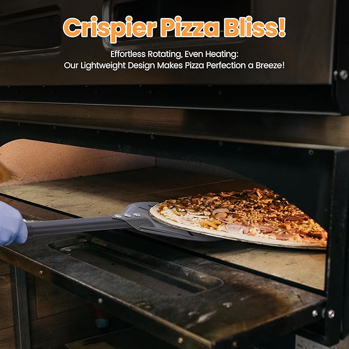Leightszen 8” Pizza Turning Peel - Pizza Turner - Restaurant-Grade Aluminum Perforated Pizza Peel Lightweight Metal Outdoor Pizza Oven Accessories