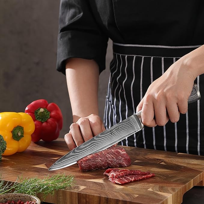 Wakoli EDIS Kitchen Knife Set, 6-Piece VG10 Core Damascus, Pakkawood Handle