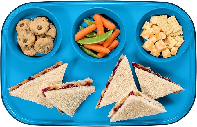 madesmart dipware 3 Bowl Serving Tray, Stackable & Removable Dip Bowls for Charcuterie, Guacomole, Snacks, Veggies, Premium Dishwasher & Microwave Safe, Multipurpose Plate & Bowl, Ocean
