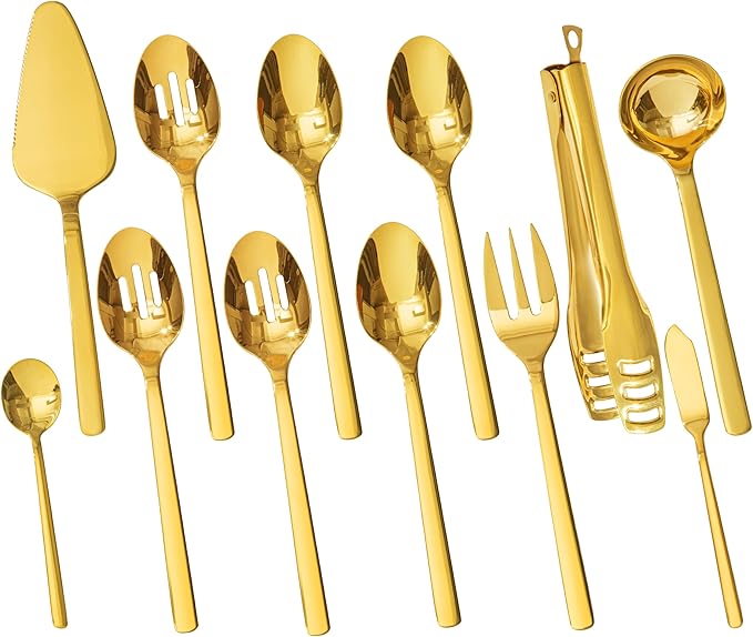 KINGSTONE 16 piece Large Hostess Serving Utensils Set,18/10 Stainless Steel