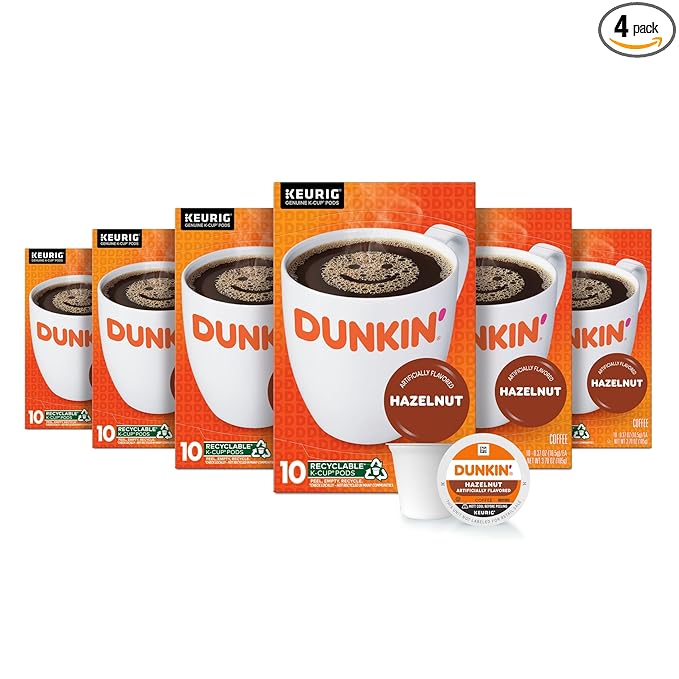 Dunkin’ Hazelnut Artificially Flavored Coffee, Keurig K-Cup Pods, 60 Count