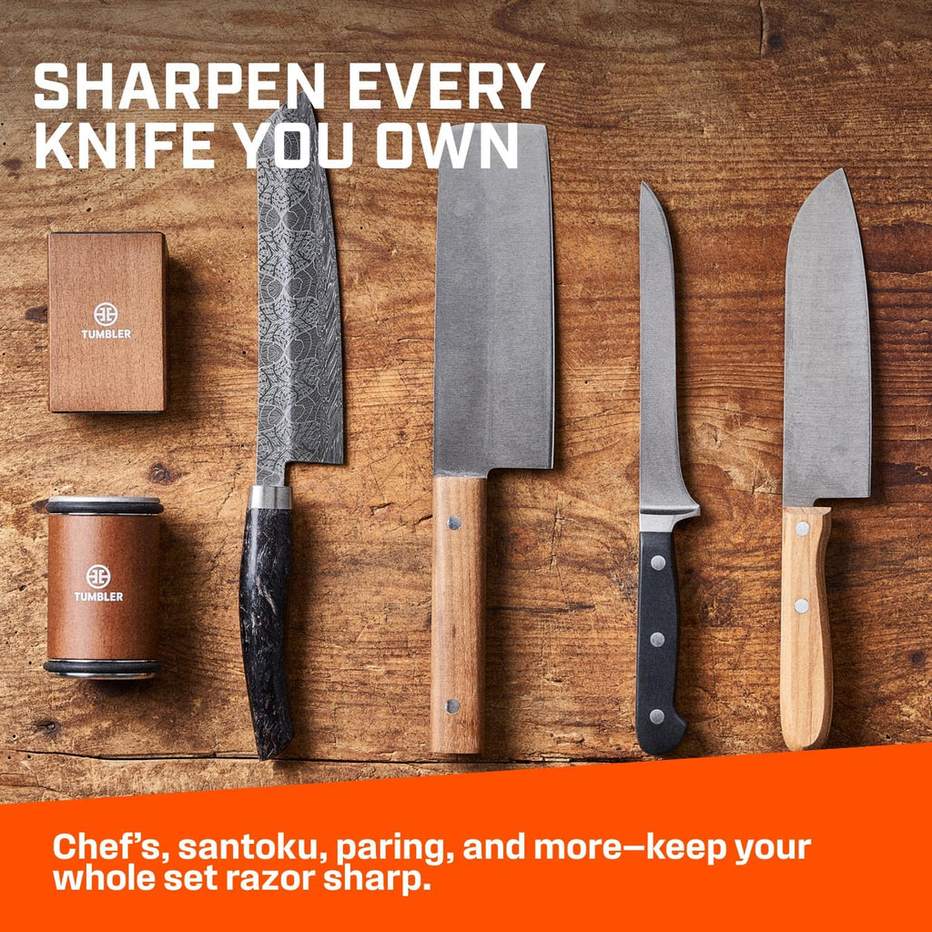 Tumbler Rolling Knife Sharpener Starter Set - Knife Sharpening Made Easy - Complete Gift Set