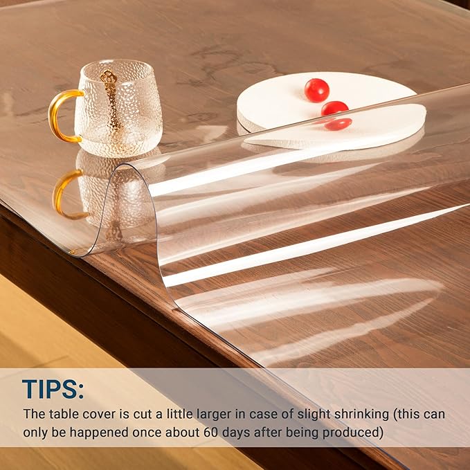 NAP2WELL Clear Table Cover Protector 42 x 78 Inch, 2.0mm Plastic Desk Mat