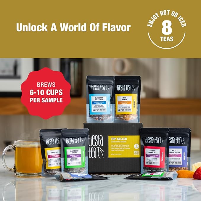 Tiesta Tea - Top 8 Favorites Sampler Set, Loose Leaf, Up to 80 Cups
