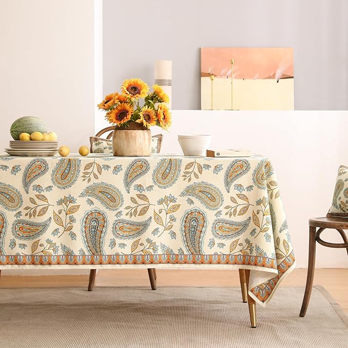 patdrea Vintage French Linen Tablecloth,Rectangular,94"x63"-Lysaniya