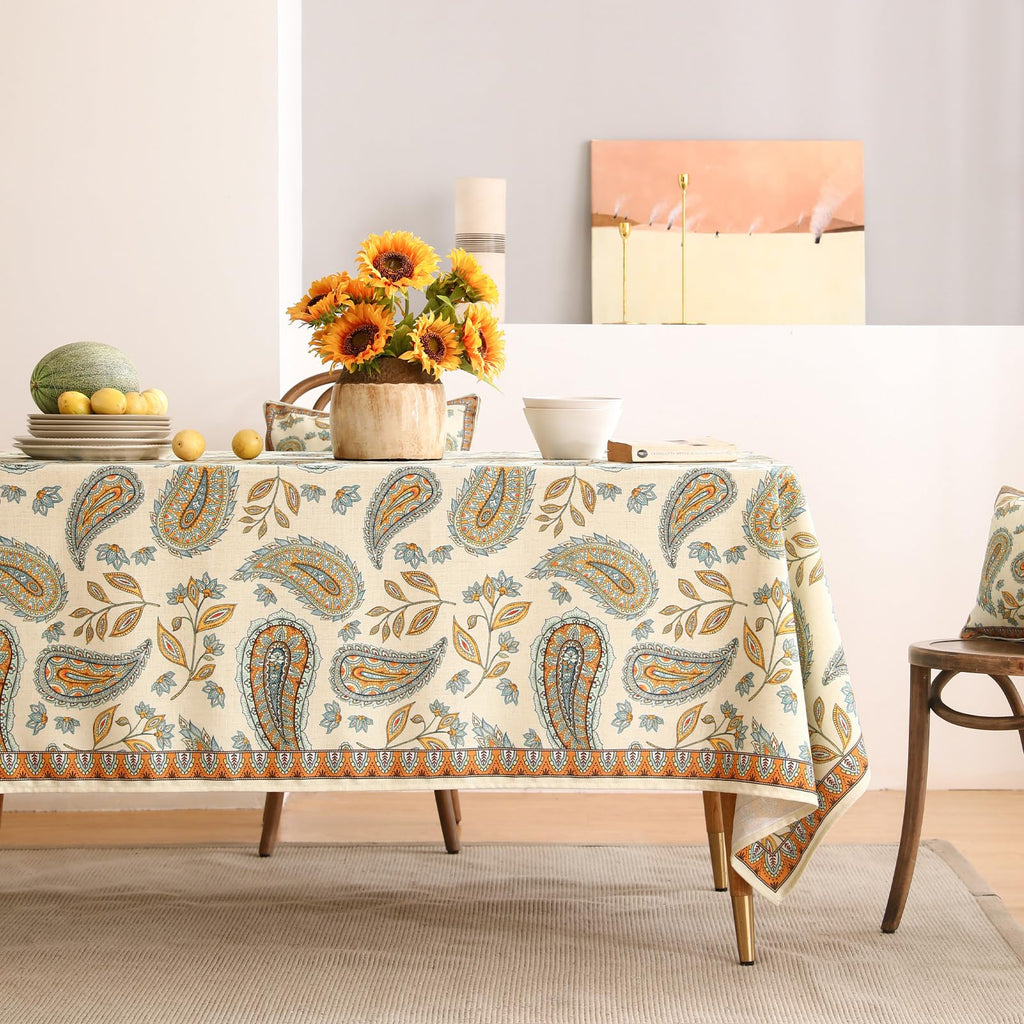 patdrea Vintage French Linen Tablecloth,Rectangular,94"x63"-Lysaniya