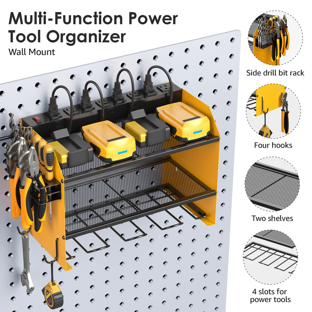 CCCEI Wall Mount Modular Tool Charging Organizer, Yellow, 1 Pack, 3 Tier.