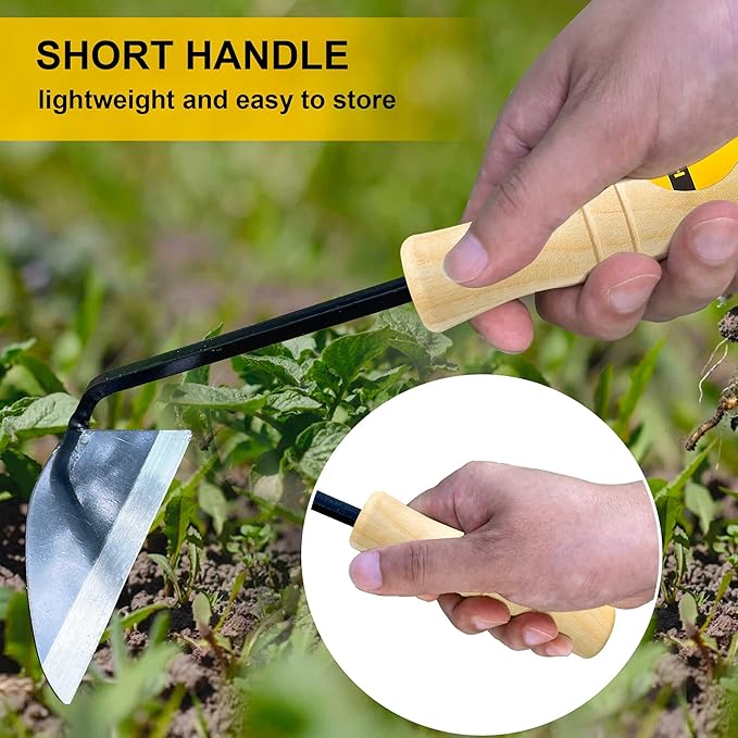 Hanpex Japanese Wide Blade Gardening Tools I Premium Quality Hand Hoes/Weeding Sickle Have Very Sharp Edge for Quick Work