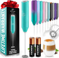 Zulay Kitchen Powerful Milk Frother AA Batteries Included – Ultra Fast Handheld Drink Mixer with Stainless Steel Whisk Stirrer for Coffee, Protein, Matcha & More, Frother Wand Electric Frothmate