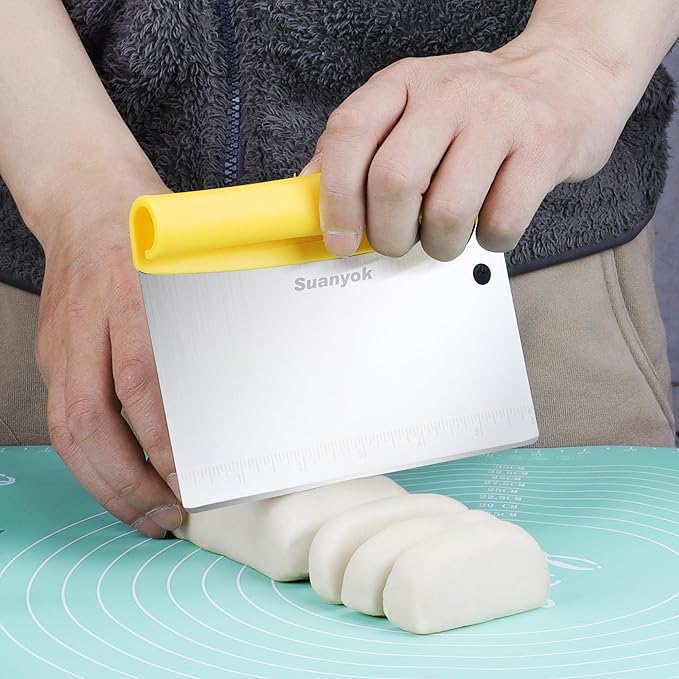 Suanyok Bench Dough Cutter-Flexible Plastic Bowl Scraper,Yellow
